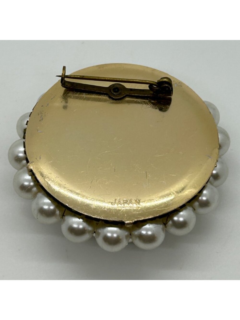 Vintage Faux Pearl Brooch Aurora Borealis Crystals Wreath Cluster 1950s Japan - Picture 5 of 13